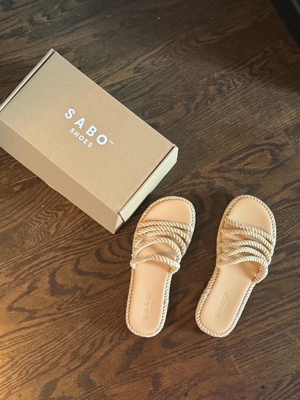 Sabo Rope Slide Sandals in Beige -